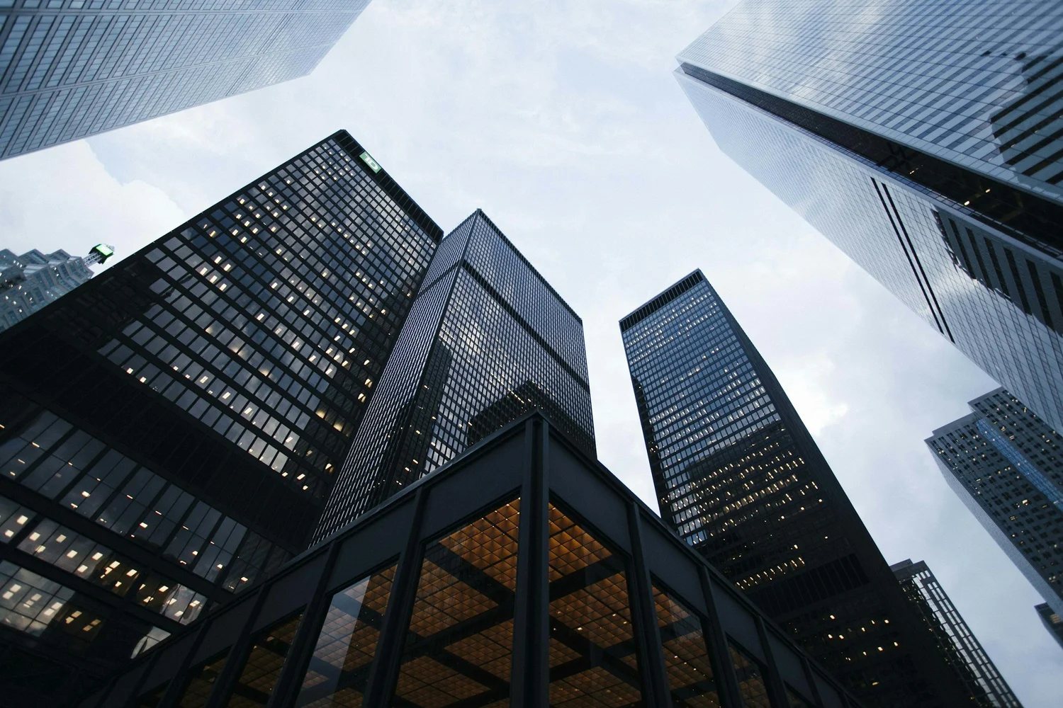 Modern skyscrapers from a low angle